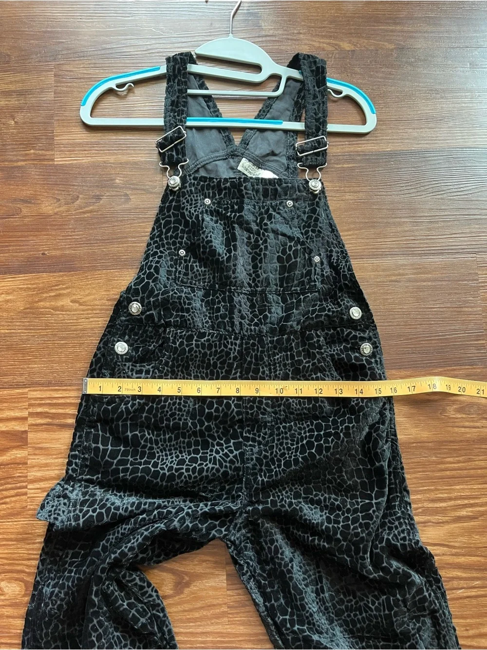 Girls Rachel's Kids Black Animal Print Velour Overalls - Size 10